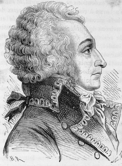 Portrét generála Alexandra vikomta de Beauharnais (1760-1794), obviněného z toho, že v roce 1793 špatně bránil Mohuč, byl gilotinou - v „L