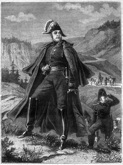 Portrét generála Lecourbeho - Claude Joseph Comte Lecourbe, francouzský generál (1758 -1815) - v „Dějinách impéria po historii konzulátu“ od Adolphe Thierse - 1879 - soukromá sbírka od French School