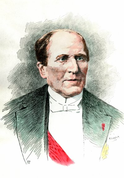 Portrét Georgese Eugena Haussmanna zvaného baron Haussmann (1809 - 1891) prefet Seiny za Druhého císařství. Rytina 19. století. Soukromá sbírka. od French School
