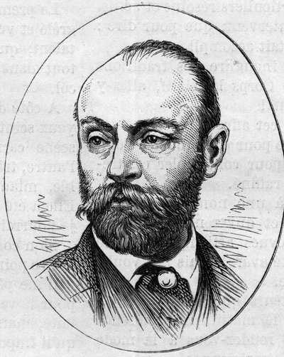 Portrét Gustava Rodolpha Clarence Boulangera (1824-1888), francouzského malíře. Rytina v „“ Le Monde Illustré““ č. 890 ze dne 2. května 1874. od French School