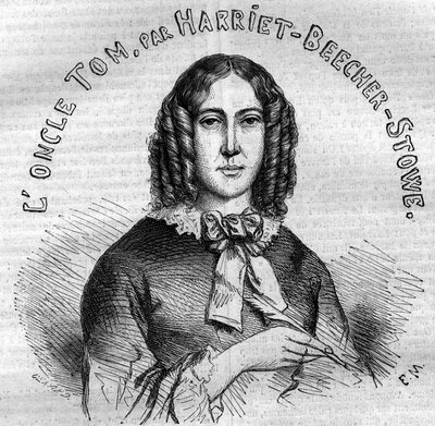 Portrét Harriet Beecher Stoweové (1811-1896), americké spisovatelky, autorky Kabiny strýčka Toma. Rytina z roku 1852. od French School