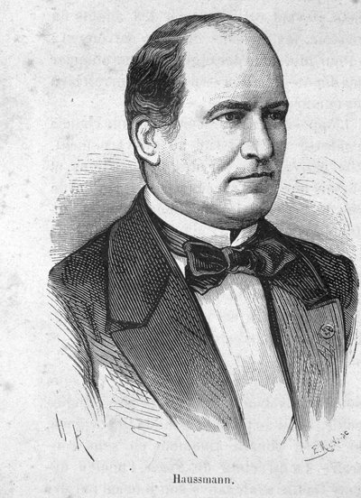 Portrét Haussmanna (1809 - 1891) francouzského politika - v „Dějinách Francie“ od Henriho Martina od French School