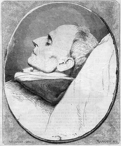 Portrét Henri Lacordaire (1802-1861). Francouzský kněz a dominikán na smrtelné posteli. Rytina v „“ Le Monde Illustré““ č. 243 ze 7. prosince 1861. od French School