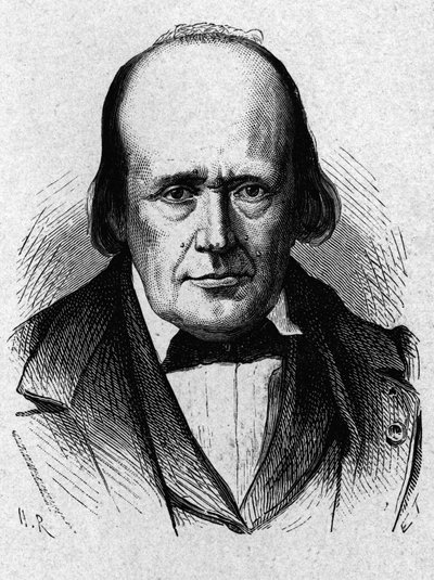 Portrét Henriho Milna - Edwardse (1800 - 1885), francouzského fyziologa - v „“ Album de la Science; věhlasní vědci; Velké objevy “”” 1896. od French School