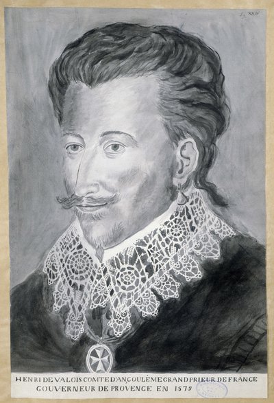 Portrét Henri de Valois, hrabě z Angouleme, velkopřevor Francie, guvernér Provence v roce 1579 od French School