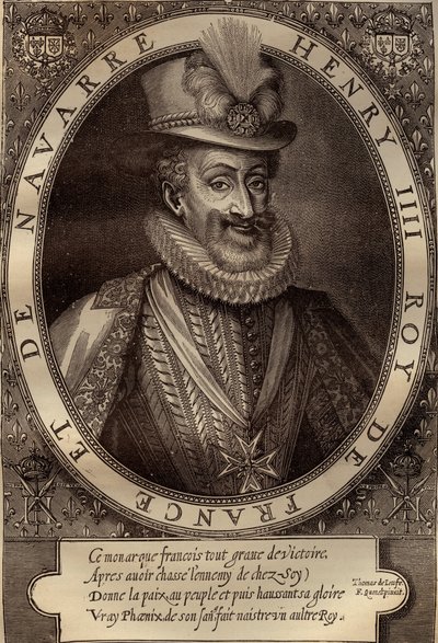 Portrét Jindřicha IV. (1553-1610) Francouzský král - Portrét Jindřicha IV. (1553-1610) Francouzský král - rytina 17. stol. od French School
