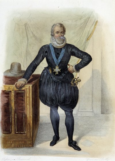 Portrét Jindřicha IV., francouzského krále (1553-1610) - v „“Le Plutarque francais““, Ed. Mennechet od French School