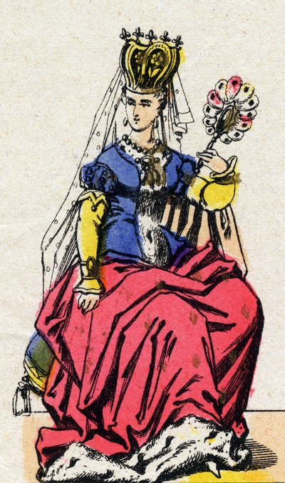 Portrét Isabeau (Isabelle, Elisabeth) de Baviere (1371-1435), manželky francouzského Karla VI. (Kapetovská dynastie). od French School