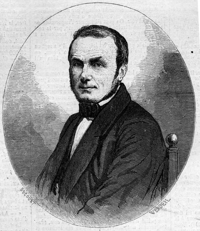 Portrét Isidore Geoffroy Saint Hilaire Saint Hilaire (Saint-Hilaire) (1805-1861), francouzský zoolog, syn Etienne Geoffroy Saint-Hilaire. Rytina do „“ The Illustrated World““ č. 241 z 23. listopadu od French School