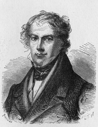 Portrét J. B. Biota (1774 - 1862), francouzského fyzika - v „“ Album de la Science; věhlasní vědci; Velké objevy “”” 1896. od French School