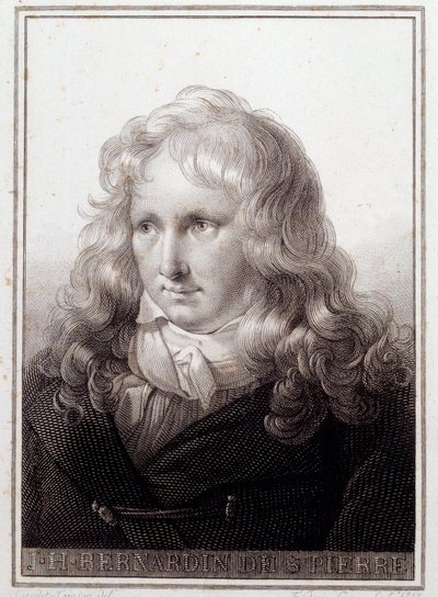 Portrét Jacques Henri Bernardin de Saint Pierre (Saint-Pierre) (1737-1814), francouzský spisovatel. Anonymní rytina 18. století. Paříž, Knihovna Sorbonny od French School