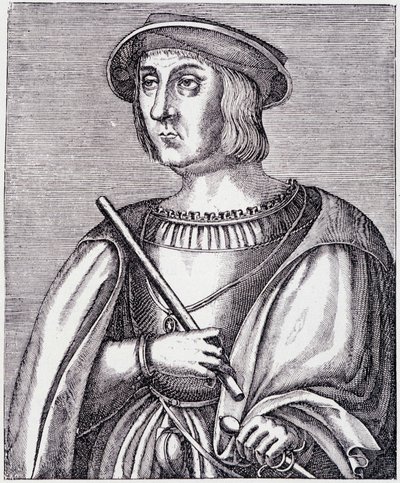 Portrét Jacquese II de Chabannes (La Palice) (1470-1525) rytina z knihy "Louis XII et Anne de Bretagne" od Paula Lacroixe, ed. Georges Hurtrel od French School