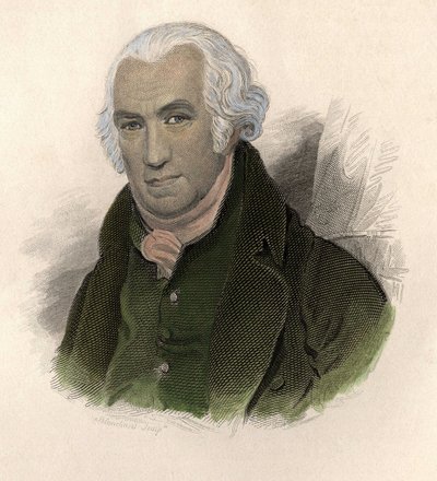 Portrét Jamese Watta (1736-1819), skotského inženýra a mechanika. v "" Portraits des Hommes Užitečné" od French School
