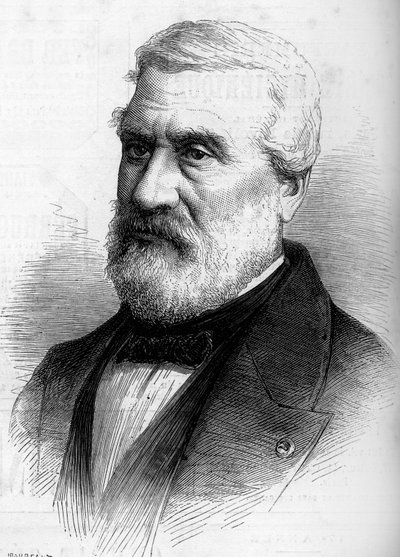 Portrét Jean Antoine Theodore, baron Gudin (1802-1880), francouzský malíř. Rytina v „“ Le Monde Illustré““ č. 1206 z 8. dubna 1880. od French School