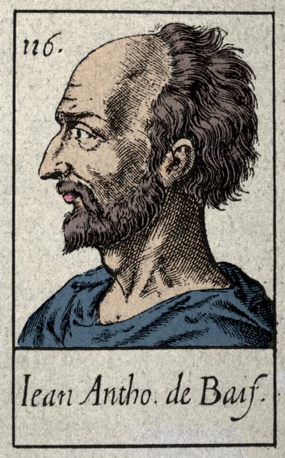 Portrét Jean Antoine de Baif (1532-1589), francouzský básník člen hnutí Plejáda. Rytina 19. století. od French School