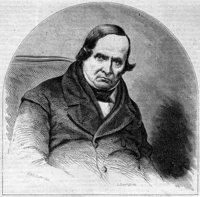 Portrét Jean Baptiste (Giovanni Battista) Niccolini (1782-1861), italský básník. Rytina v „“ Le Monde Illustré ““ č. 234 z 5. října od French School
