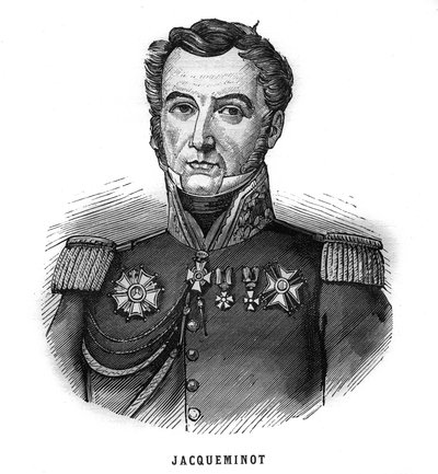Portrét Jeana Francoise Jacqueminota, vikomta ze Hamu (1787-1865), francouzského generála a politika. Rytina v „Les Illustrations De L