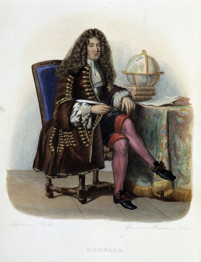 Portrét Jeana Francoise Regnarda, francouzského spisovatele a dramatika (1655-1709) - v "Le Plutarque francais", Mennechet od French School