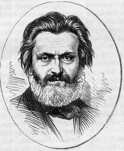 Portrét Jeana Francoise Soitouxe (1816-1891), francouzského sochaře. Rytina v „“ Le Monde Illustré““ č. 890 ze dne 2. května 1874. od French School