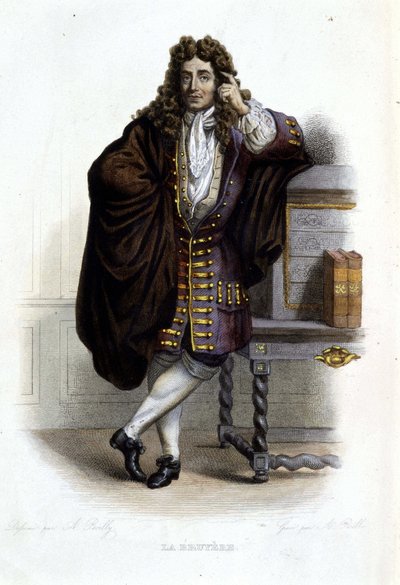 Portrét Jeana de La Bruyere, francouzského spisovatele a moralisty (1645-1696) v Ed. Mennechet, „Le Plutarque francais““ od French School