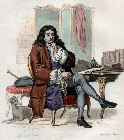 Portrét Jean de La Fontaine (Lafontaine) (1621-1695), francouzský fabulista a básník. od French School