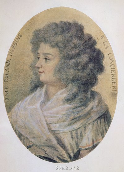 Portrét Jeanne-Marie Roland de la Platiere (rozené Philippon) (1754-93) v Conciergerie od French School