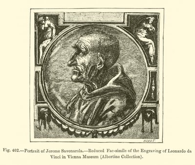 Portrét Jerome Savonaroly (rytina) od French School