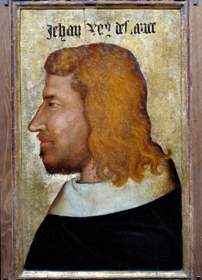 Portrét Jana II. Dobrého (1319-1364), francouzského krále Malba francouzské školy. 14. století. Ztlumit. 0,6x0,4m. - Portrét Jana II. Dobrého (1319-1364), francouzského krále. Malba francouzské školy. 14. století. 0,6 x 0,4 m. Muzeum Louvre, Paříž od French School