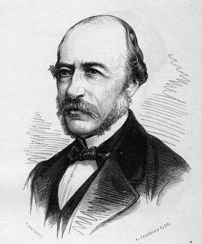 Portrét Josepha Autrana (1813-1877), francouzského básníka. Rytina v „“ Le Monde Illustré““ č. 1040 ze 17. března 1877. od French School