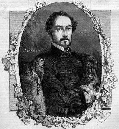 Portrét Juana Prim y Prats, hraběte z Reuss (1814-1870), španělského generála a politika. Rytina v „“ Le Monde Illustré““ č. 151 ze dne 3. května 1860. od French School