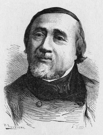 Portrét Julese Francoise Dupuise Delcourta (1802-1864) (Jules-Francois Dupuis-Delcourt), francouzského aeronauta - v „Album de la Science; věhlasní vědci; Velké objevy “””” 1896. od French School