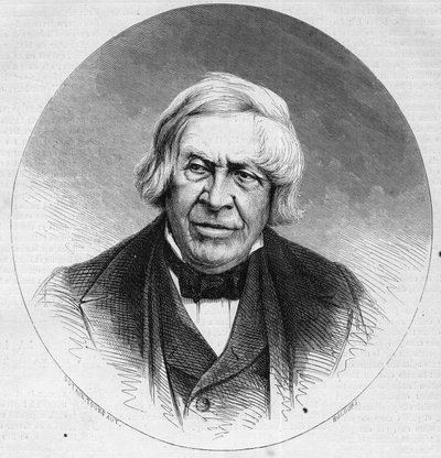 Portrét Julese Micheleta (1798-1874), francouzského historika a spisovatele. Rytina v „“ Le Monde Illustré““ č. 879 ze 14. února 1874. od French School