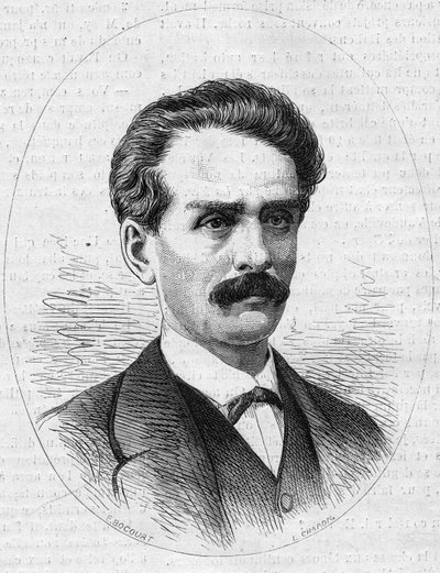 Portrét Julese Ponceta (1838-1873), francouzského průzkumníka, bratra Ambroise Ponceta. Rytina v „“ Le Monde Illustré““ č. 872 z 27. prosince 1873. od French School