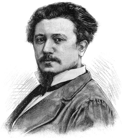 Portrét Karla Daubignyho (1846-1886), francouzského malíře. Rytina v „“Le Monde Illustré“, 5. června od French School