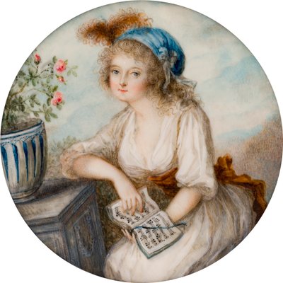 Portrét Lady Lucy Byng 1. hraběnky z Bradfordu, kolem roku 1790 (olej na slonovině) od French School