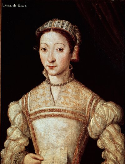 Portrét Laure (Laura) od Noves (1308-1348), žena aimee de Petrarque (Francesco Petrarca) Obraz francouzské školy 16. století Sun. 21 x 28 cm Chantilly, musee Conde - Portrét Laury de Noves (1308-1348), milovaná žena Francesca Petrarcase od French School