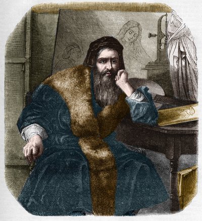 Portrét Leonarda da Vinci (Leonardo da Vinci) (1452-1519). od French School