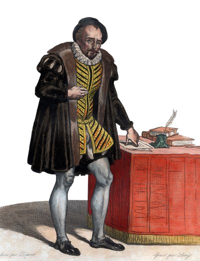 Portrét lorda Michela Eyquema de Montaigne (1533-1592), francouzského spisovatele. od French School