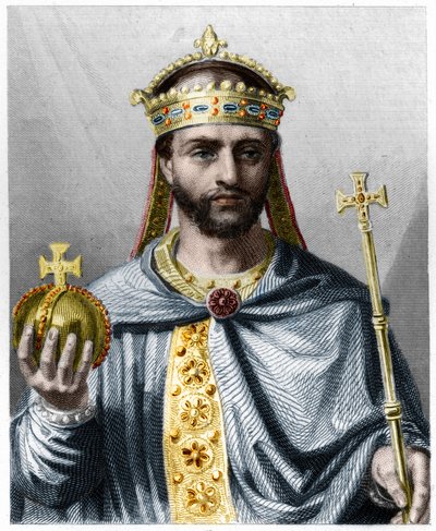 Portrét Ludvíka I. Zbožného neboli Debonnaira (778 - 840), císaře Západu - v „Histoire des Francais““ od Lavallee, rytina, sd. od French School