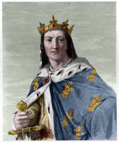 Portrét Ludvíka VIII. (1187 - 1226), krále Francie - v „“ Histoire des Francais““ od Lavallee, rytina, sd. od French School