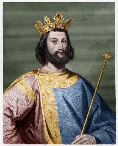 Portrét Ludvíka VII. Mladého (1120 - 1180), krále Francie - v „Histoire des Francais““ od Lavallee, rytina, sd. od French School