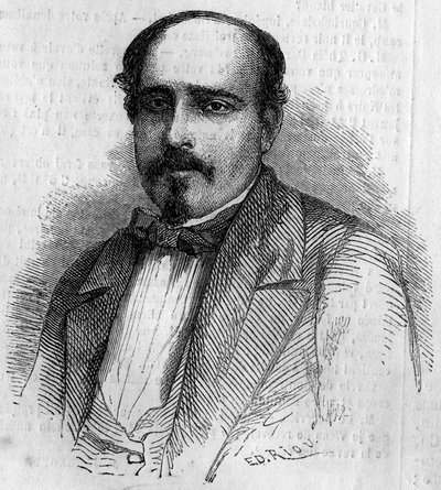 Portrét Luize Augusta Rebello da Silva (1822-1871), portugalského spisovatele. Rytina v „“ Le Monde Illustré ““ č. 227 ze 17. srpna 1861. od French School
