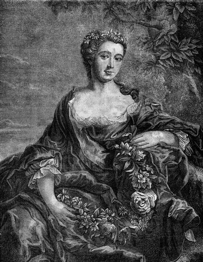 Portrét Madame de Chateauroux, Marie-Anne de Mailly-Nesle (1717-1744), oblíbenkyně krále Ludvíka XV. Rytina do „Historie prostituce a zhýralosti mezi všemi národy světa od starověku po současnost“ od Dr. Th. -F. Debray. 1879. od French School
