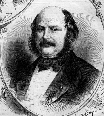 Portrét Maxmiliána Julese Marcuse Koenigswartera (1817-1878), francouzského bankéře a politika. Rytina v „“ Le Monde Illustré““ č. 262 z 19. dubna 1862. od French School