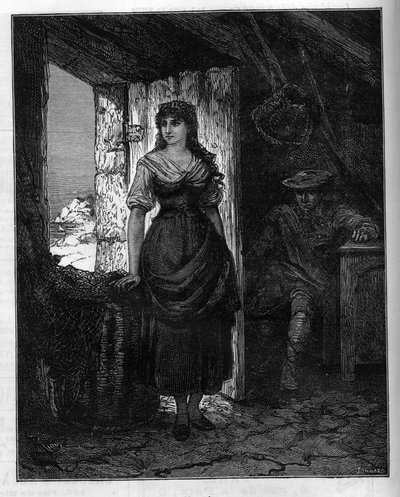 Portrét Mercedes, postava z románu „Hrabě Montecristo“ (Monte Cristo nebo Monte Cristo) od Alexandra Dumase (1802-1870). Rytina v „“ Le Monde Illustré“, 30. ledna od French School