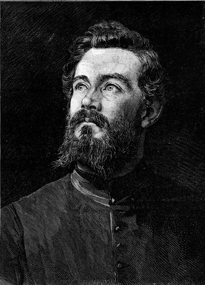 Portrét Michela Alexandra Debaize (Abbe Debaize) (1845-1879), francouzského kostelníka a cestovatele. Rytina v „“ Le Monde Illustré““ č. 1194 ze 14. února 1880. od French School
