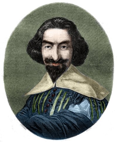 Portrét Miguela de Cervantes Saavedra (1547-1616), španělského spisovatele. Rytina z roku 1852 z obrazu Velasqueze. od French School