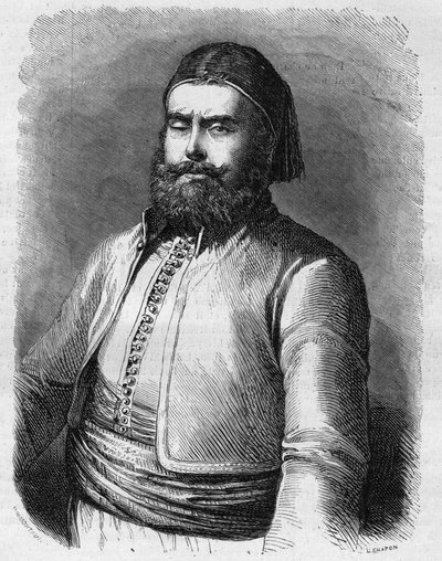 Portrét Mohammeda Saida (1822-1863), vicekrále (paši) Egypta za Osmanské říše. Rytina v „“ Le Monde Illustré““ č. 303 z 31. ledna od French School