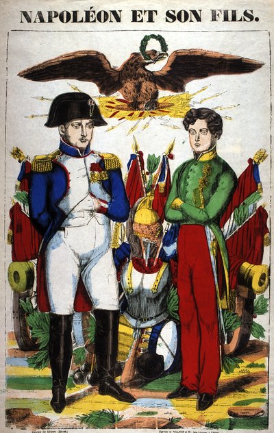 Portrét Napoleona I. a jeho syna Napoleona II. Obrázek Epinal od French School