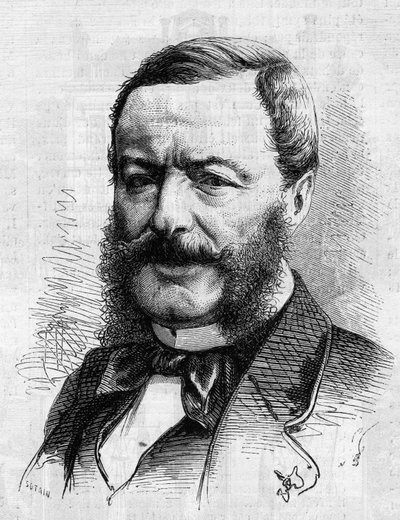 Portrét Nestora Roqueplana (1804-1870), spisovatele, novináře a správce francouzských divadel. Rytina v „“ Le Monde Illustré““ č. 681 z 30. dubna od French School